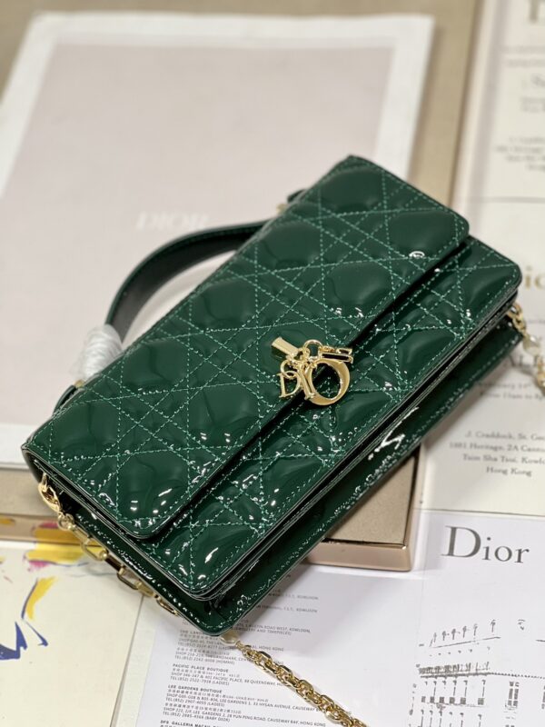 Dior Pearl Clutch - Patent Leather Dark Green - Image 2