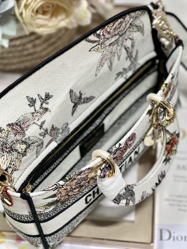 Dior Medium Lady D-Joy Embroidered Handbag - White Flowers - Image 2